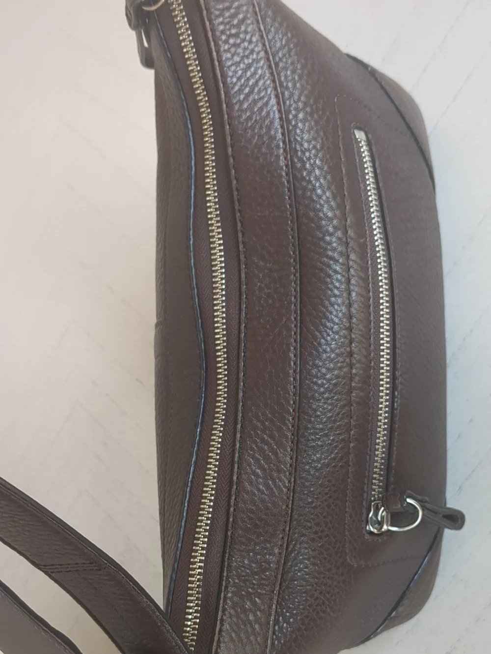 Coach F12321 Brown Pebbled Leather Shoulder/Crossbody Bag